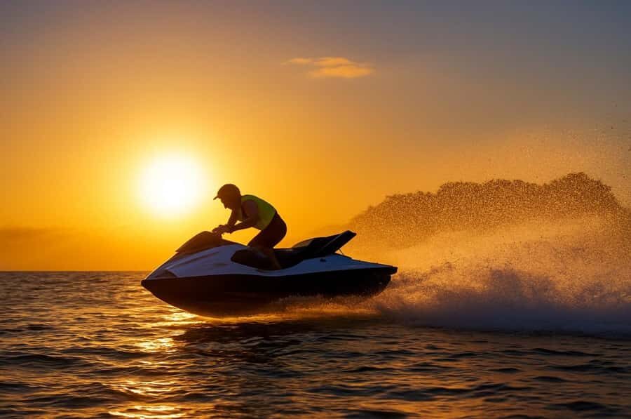 Arabian Sunset Jet Ski Tour – Waves Under the Orange Sky - Pickup, SUV Ride, and What You See on the Way