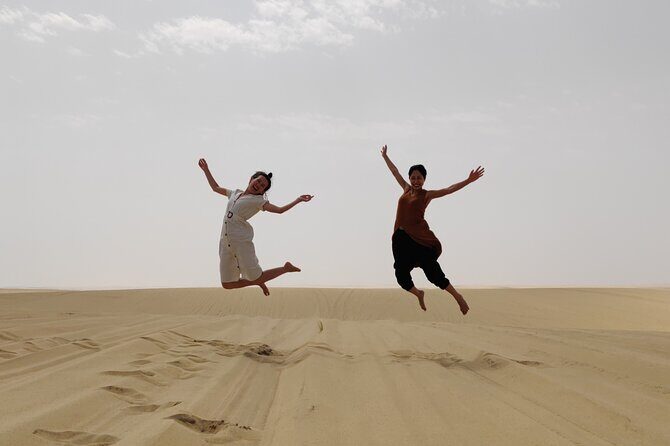Desert Safari with Sandboarding and Inland Sea Private Tour - Sealine Beach stop: camels, tea/coffee, and a calmer break