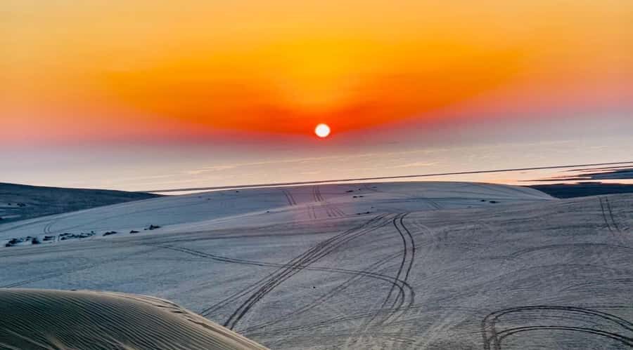 Doha: Desert Safari Sunrise Tour/Sunset Tour - Private 4x4 pickup and the ride toward Mesaieed