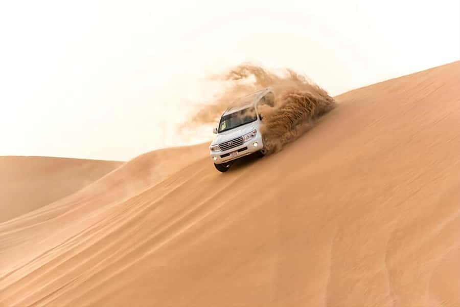 Doha: inland sea Tour With Dune Bashing &Sandboarding fun - Sealeine Beach stop: photos, possible swimming, and a break from the sand heat