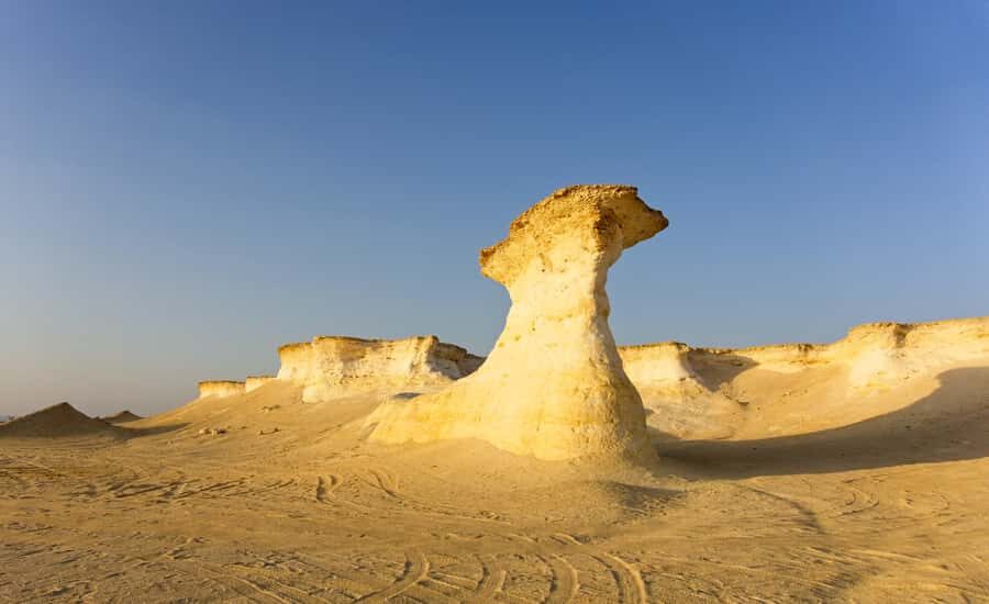 Doha: Richard Serra Sculpture,Mushroom Hill,Camel Race Track - Zekreet Village, Mushroom Rock Formation, and UNESCO fort ruins