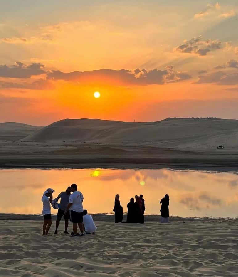 Doha: Sunset Desert Safari with Camel Ride & Sandboarding - Sandboarding at the tourist point: how fun works for beginners