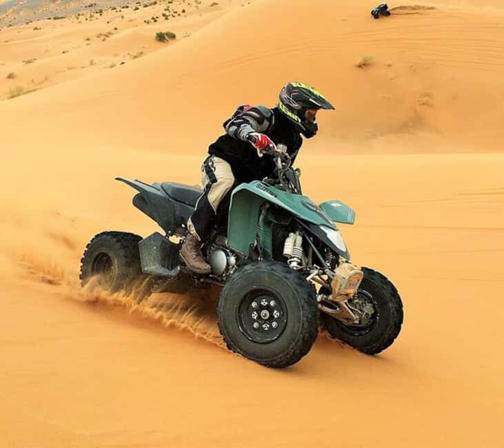 Doha:Quad Bike Desert Safari Adventure with 4x4 Vehicle Ride - Mesaieed Coffee, Tea, and Optional Camel Moments (15 Minutes)