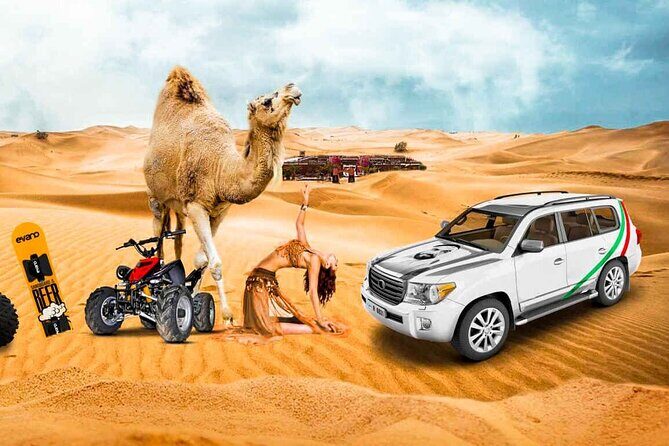 Half Day Desert Safari with Sand Boarding and Camel Ride - Desert Camp Time for Dining, Culture, and Entertainment
