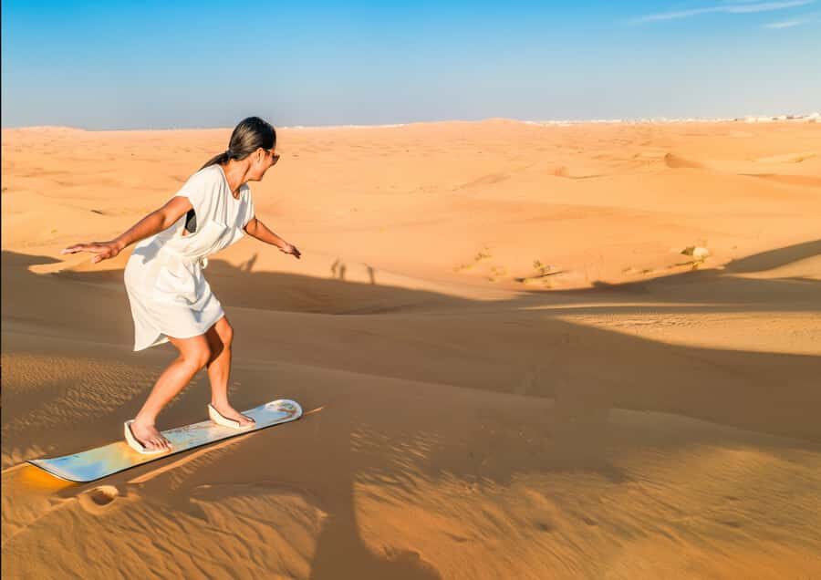Sunrise : Privare Dune Bashing, Camel Ride & Sandboarding - Doha pickup to dune zone: the Land Cruiser rhythm